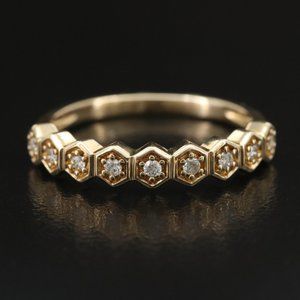 Vintage 10k .12 ctw Diamond Geometric Band